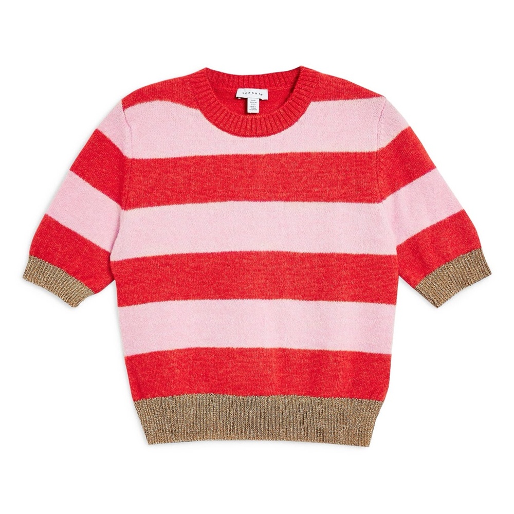 TOPSHOP Metallic Stripe Crop Sweater